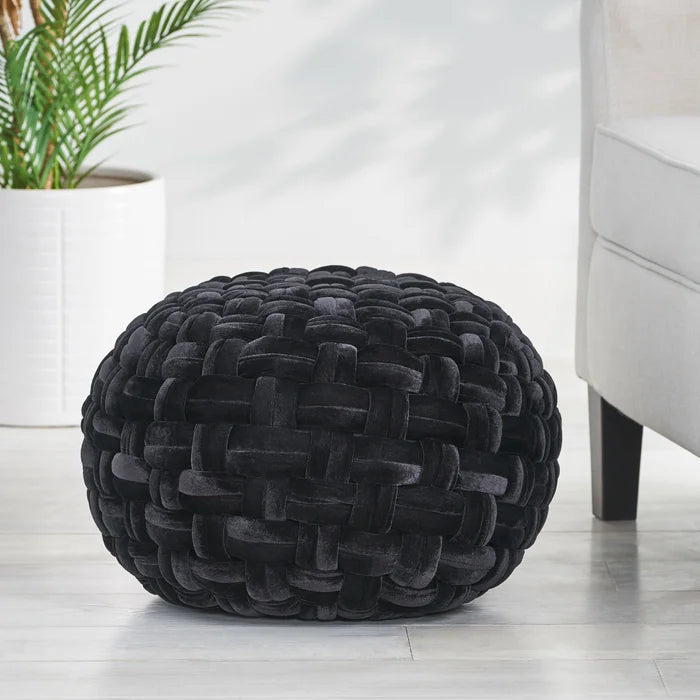 Clermont 20'' Wide Velvet Round Pouf Ottoman