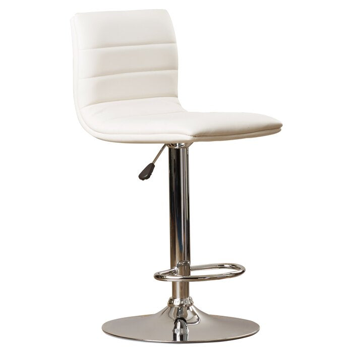 Clift Modern Vinyl Adjustable Height Barstool with Horizontal Stitch Back
