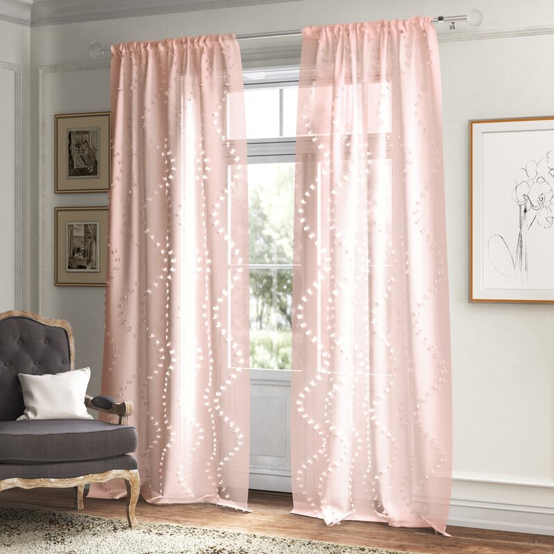 Clifton Wave Solid Sheer Rod Pocket Single Curtain Panel B56 155
