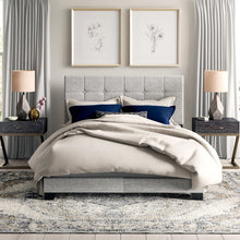 Load image into Gallery viewer, King Gray Cloer Tufted Upholstered Low Profile Standard Bed
