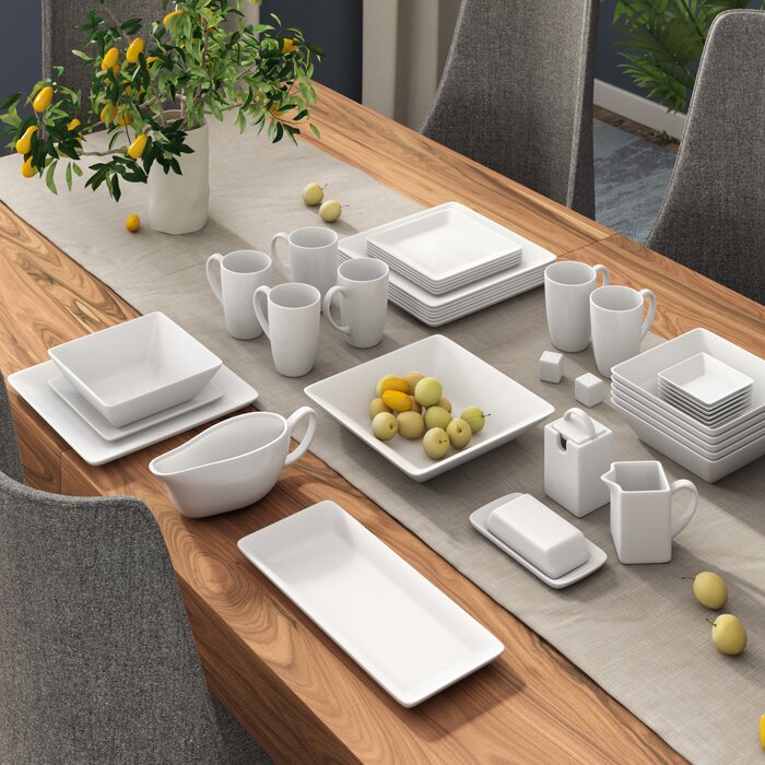 Off-White Clouden 40 Piece Dinnerware Set, Service for 6 #929HW