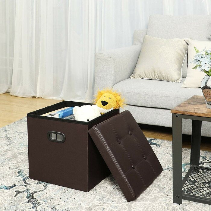 Cloverdale Storage Ottoman - Brown Faux Leather (SB932)
