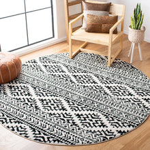 Load image into Gallery viewer, Cobos Geometric Area Rug in Black/Ivory, Round 8&#39;
