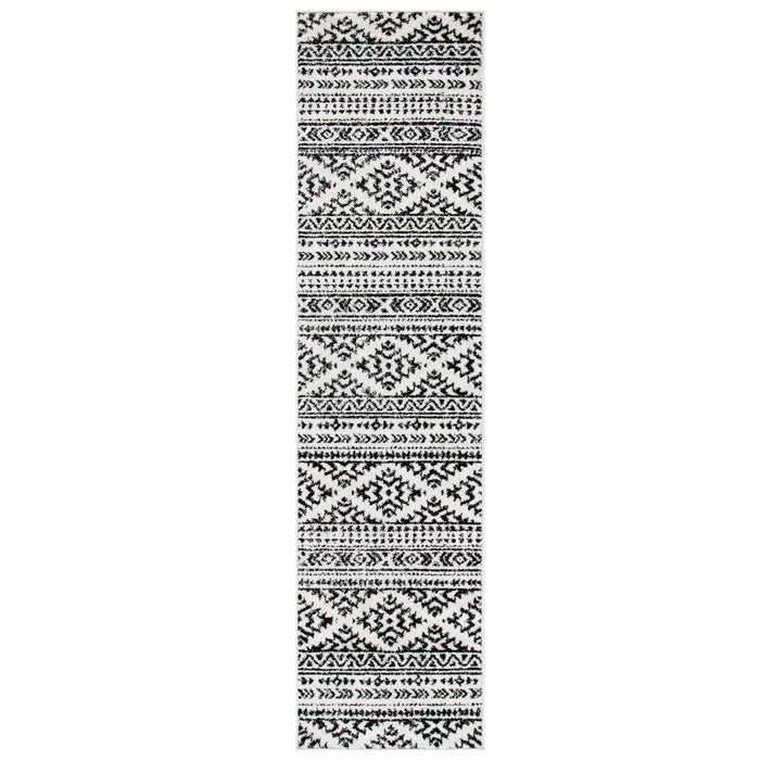 Cobos Geometric Area Rug in Black/Ivory, Runner 2' x 5'
