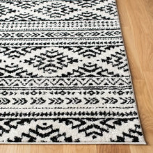 Load image into Gallery viewer, Cobos Geometric Area Rug in Black/Ivory, Runner 2&#39; x 5&#39;
