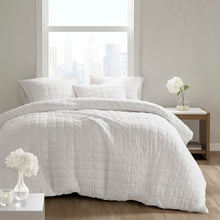 Load image into Gallery viewer, King Comforter+2 King Shams White Cocoon Quilted 3 Piece Oversized Comforter Set
