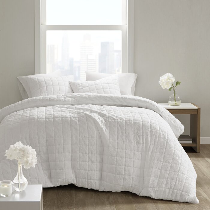 King Comforter+2 King Shams White Cocoon Quilted 3 Piece Oversized Comforter Set