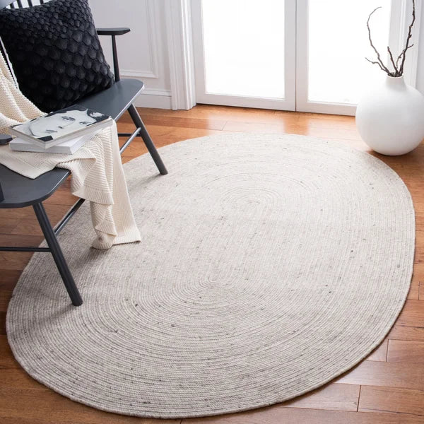 Coffey Handmade Flatweave Area Rug in Beige 4' x 6' oval