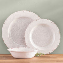 Load image into Gallery viewer, Cogswell Mauna Crackle 24 Piece Melamine Dinnerware Set, Set for 8 #1352HW
