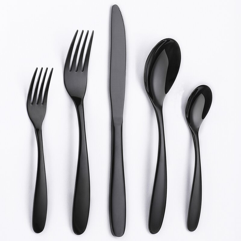 Black Colby 20 Piece Flatware Set, Service for 4