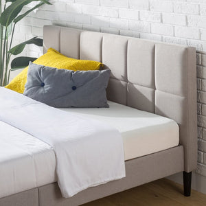Beige Colby Queen Tufted Upholstered Low Profile Platform Bed 2868AH