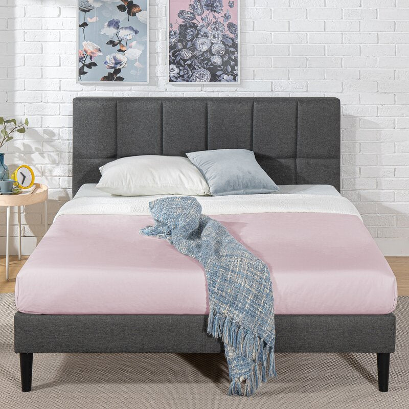 Colby Tufted Upholstered Low Profile Platform Bed queen