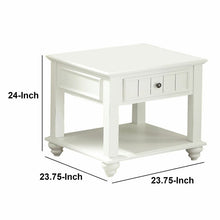 Load image into Gallery viewer, Collin White Bottom Shelf Wooden End Table with Storage (SB1230)
