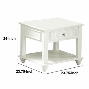 Collin White Bottom Shelf Wooden End Table with Storage (SB1230)