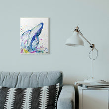 Load image into Gallery viewer, &#39;Colorful Ocean Sea Whale Animal Watercolor Painting&#39; Graphic Art on Canvas 2195CDR/GL
