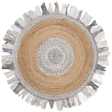 Load image into Gallery viewer, Colson Handmade Flatweave Light Gray/ Natural Rug, Round 6&#39;
