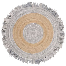 Load image into Gallery viewer, Colson Handmade Flatweave Light Gray/ Natural Rug, Round 6&#39;
