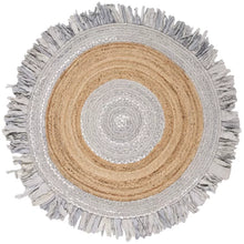 Load image into Gallery viewer, Colson Handmade Flatweave Light Gray/ Natural Rug, Round 6&#39;
