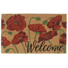 Load image into Gallery viewer, Brown Connally Welcome Poppy Flowers Natural Coir 30 in. x 18 in. Non-Slip Outdoor Door Mat 474AH
