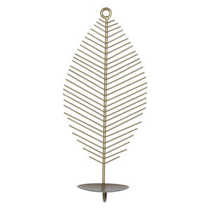 14.5" H x 6.25" W x 4.5" D Contemporary Leaf Shaped Matte Gold Wall Sconce
