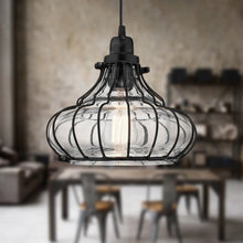 Load image into Gallery viewer, Black Metal Conical Pendant Light with Clear Glass Shade - 10&quot; x 10&quot; x 9.5&quot;/68.5&quot;
