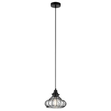 Load image into Gallery viewer, Black Metal Conical Pendant Light with Clear Glass Shade - 10&quot; x 10&quot; x 9.5&quot;/68.5&quot;
