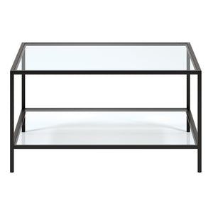 Corderia 32" Square Coffee Table With Glass Shelf