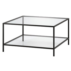Corderia 32" Square Coffee Table With Glass Shelf