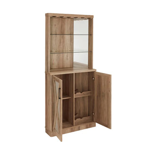 Reclaimed Barnwood Corner Bar Cabinet with Mirrored Panels