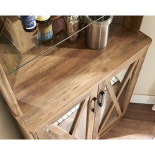 Load image into Gallery viewer, Reclaimed Barnwood Corner Bar Cabinet with Mirrored Panels
