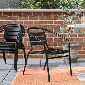 Corrales Stacking Patio Dining Chair (Set of 4) Black #1230HW