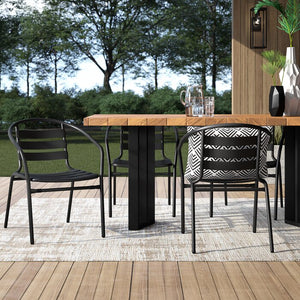Corrales Stacking Patio Dining Chair (Set of 4) Black #1230HW