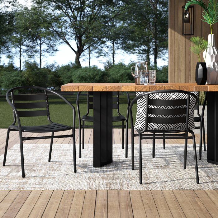 Corrales Stacking Patio Dining Chair Set of 4 Black 1230HW