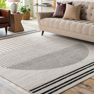 Corum Abstract Black/Ivory 9'2" x 12' Area Rug 6635RR