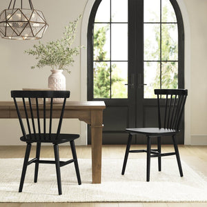 Black Costanza Solid Wood Windsor Back Side Chair (Set of 2)