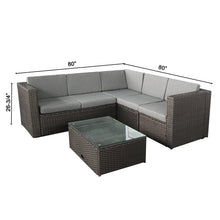 Load image into Gallery viewer, Cotswald Wicker/Rattan 5 - Person Seating Group with Cushions
