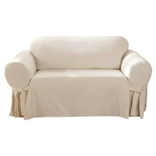 Load image into Gallery viewer, Natural Cotton Duck Box Cushion Loveseat Slipcover
