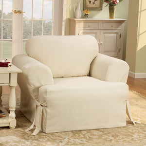 Natural Fabric Cotton Duck T-Cushion Armchair Slipcover (Two Slipcovers in One Box) 9893