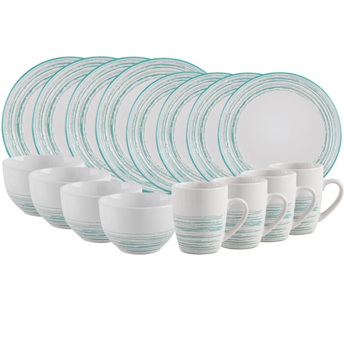 Aqua Cowart Round Scratch 16 Piece Dinnerware Set, Service for 4 (ND29)