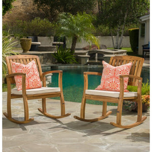 AS IS - Coyne Acacia Rocking Chair with Cushion (Set of 2) #AD277