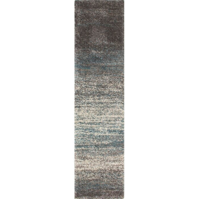 Bunderberg Abstract Shag Gray/Blue/Cream Area Rug #AD226