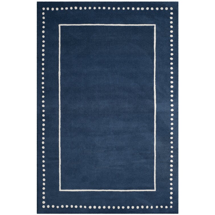 Cruz Handmade Tufted Wool Area Rug in Blue, Rectangle 5' x 8'