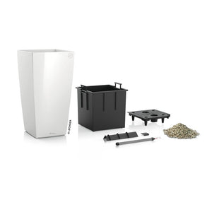 16" H x 9" W x 9" D White Cubico Self-Watering Plastic Pot Planter 7291