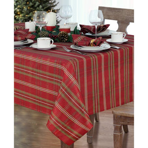 120" H x 60" W x 0.1" D Curran Plaid Christmas Tablecloth