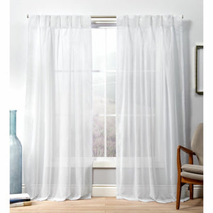 27" x 96" Cushing Winter White Solid Color Sheer Pinch Pleat Curtain Panels (Set of 2)