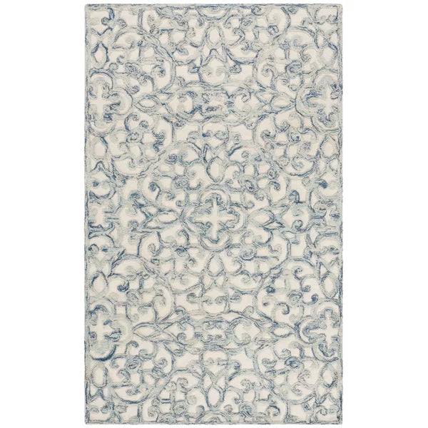 Cutright Oriental Handmade Tufted Wool Area Rug in Blue/Ivory 2' x 5'