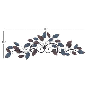35" Blue Metal Traditional Floral Wall Décor