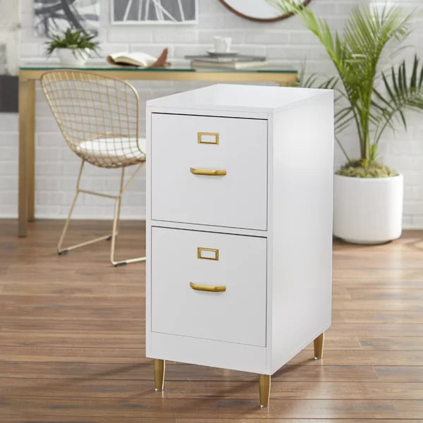 White Dahle 15'' Wide 2 -Drawer Vertical Filing Cabinet
