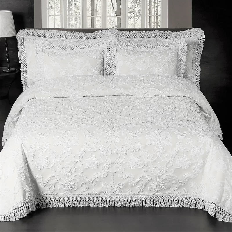 California King Coverlet / Bedspread White Dahle