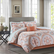 Load image into Gallery viewer, King Comforter + 8 Additional Pieces Coral Daisetta Microfiber Comforter Set
